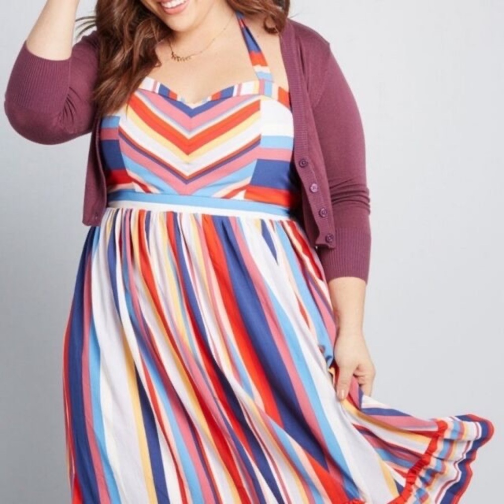 Modcloth frequent piquant striped dress READ DESCRIPTION